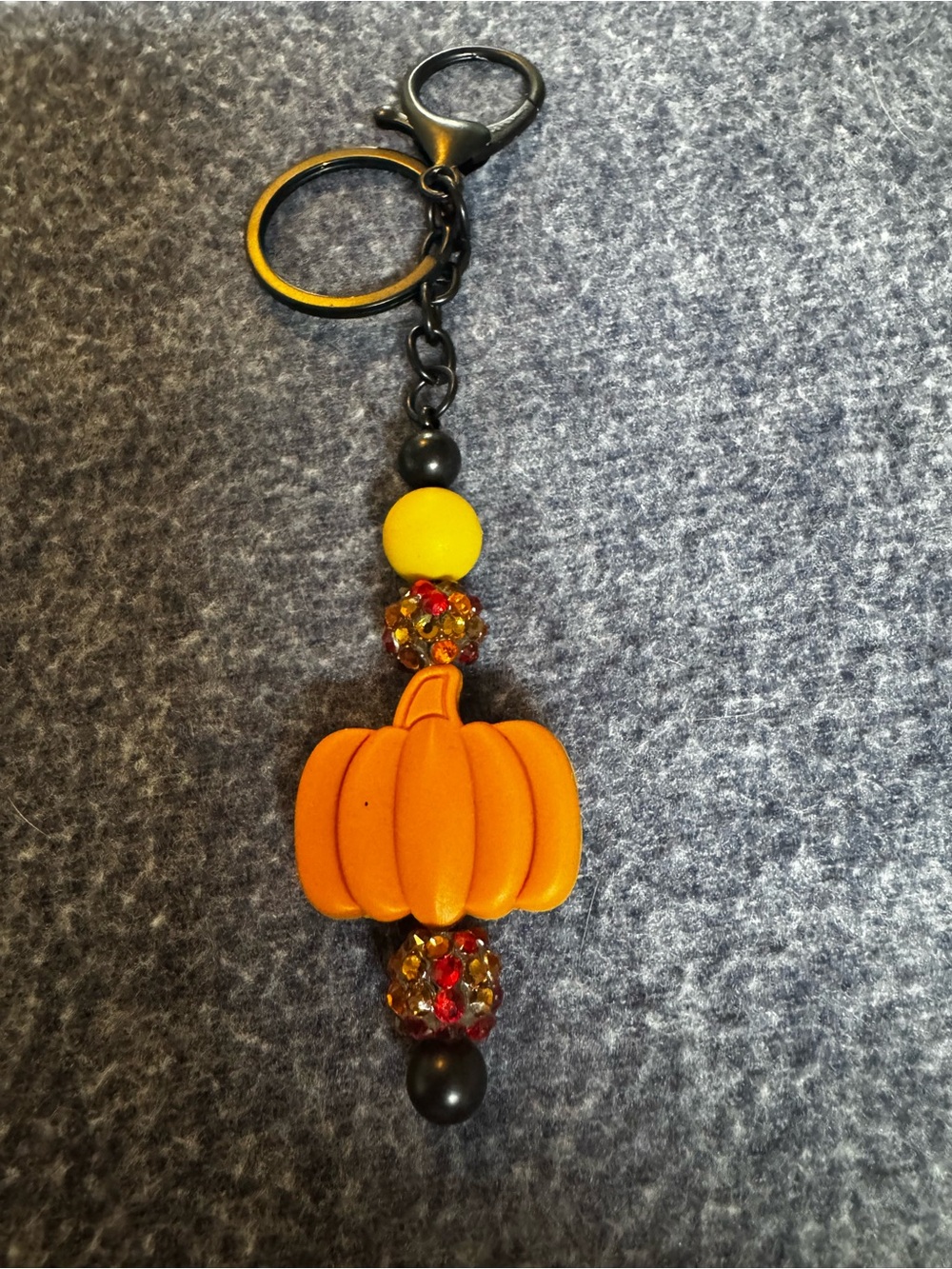 Orange Pumpkin Beaded Keychain or Charm